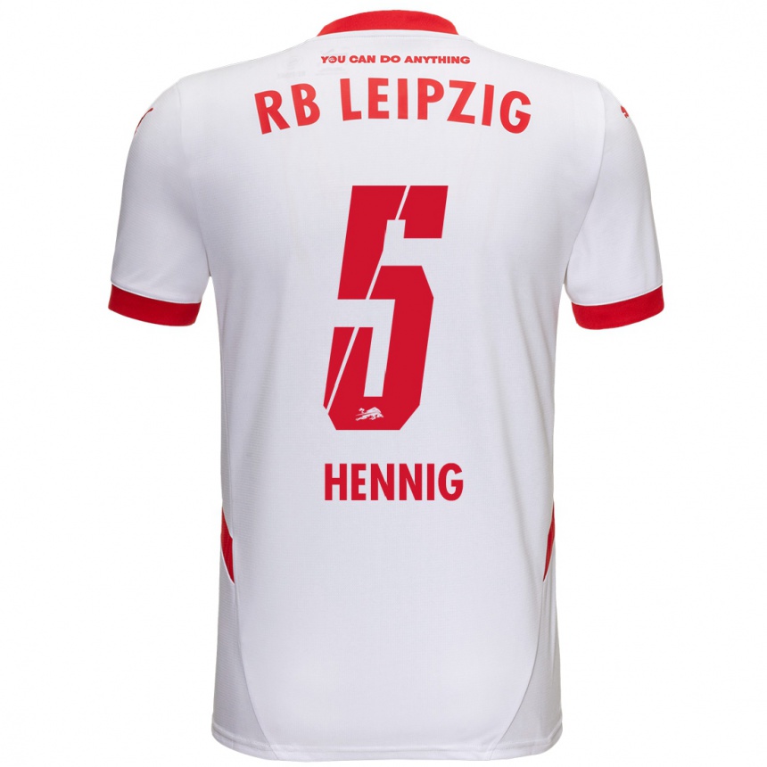 Kids Football Lenny Hennig #5 White Red Home Jersey 2024/25 T-Shirt Za