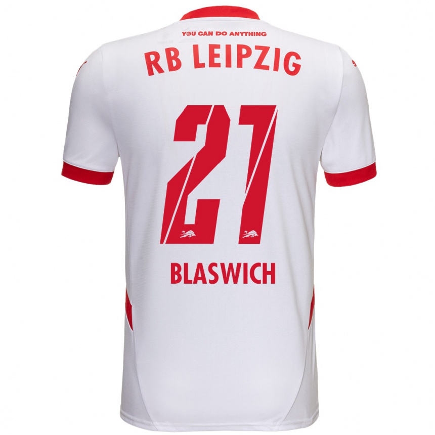 Kids Football Janis Blaswich #21 White Red Home Jersey 2024/25 T-Shirt Za