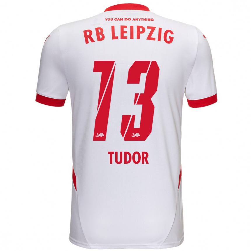 Kids Football Aaron Tudor #13 White Red Home Jersey 2024/25 T-Shirt Za