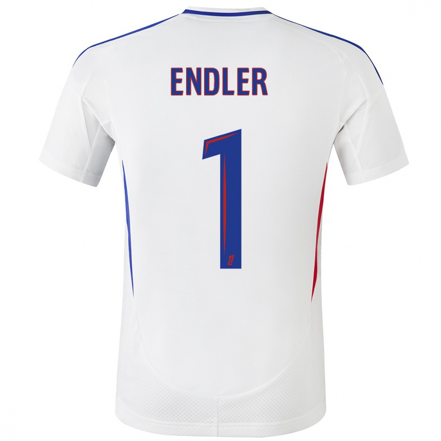 Kids Football Christiane Endler #1 White Blue Home Jersey 2024/25 T-Shirt Za