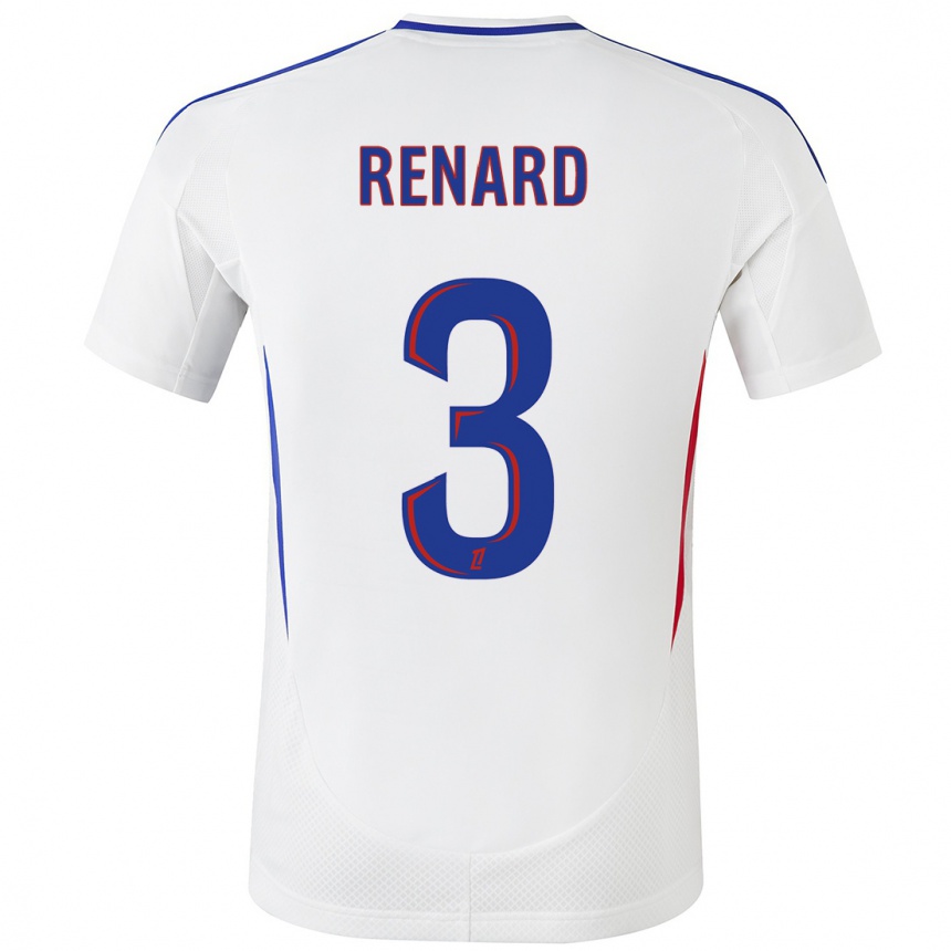 Kids Football Wendie Renard #3 White Blue Home Jersey 2024/25 T-Shirt Za