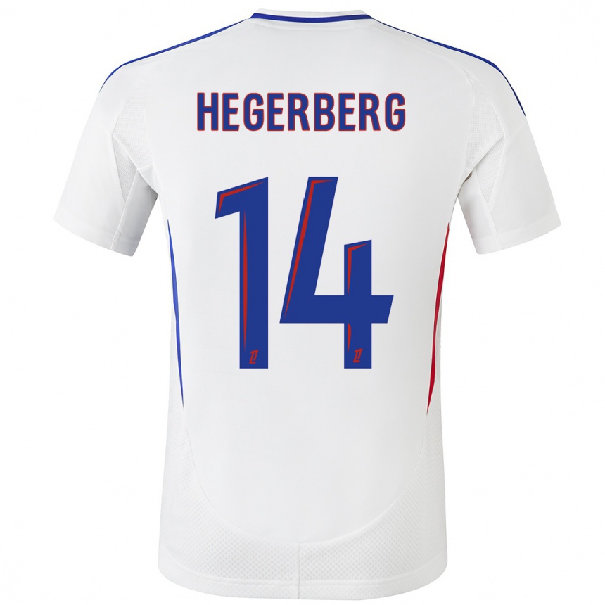 Kids Football Ada Hegerberg #14 White Blue Home Jersey 2024/25 T-Shirt Za