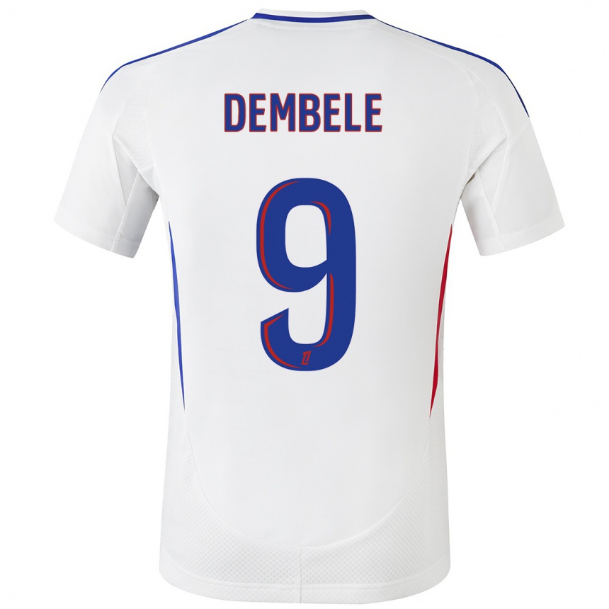 Kids Football Moussa Dembele #9 White Blue Home Jersey 2024/25 T-Shirt Za