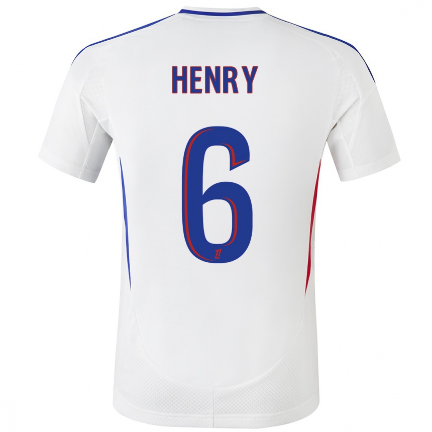 Kids Football Amandine Henry #6 White Blue Home Jersey 2024/25 T-Shirt Za