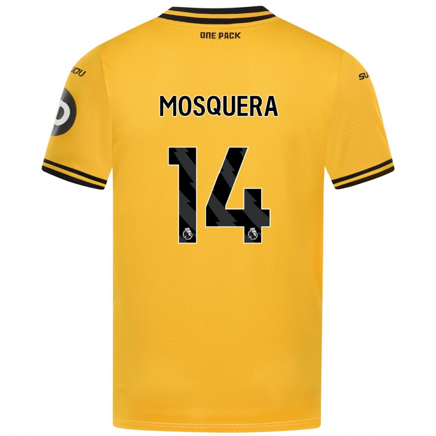 Kids Football Yerson Mosquera #14 Yellow Home Jersey 2024/25 T-Shirt Za