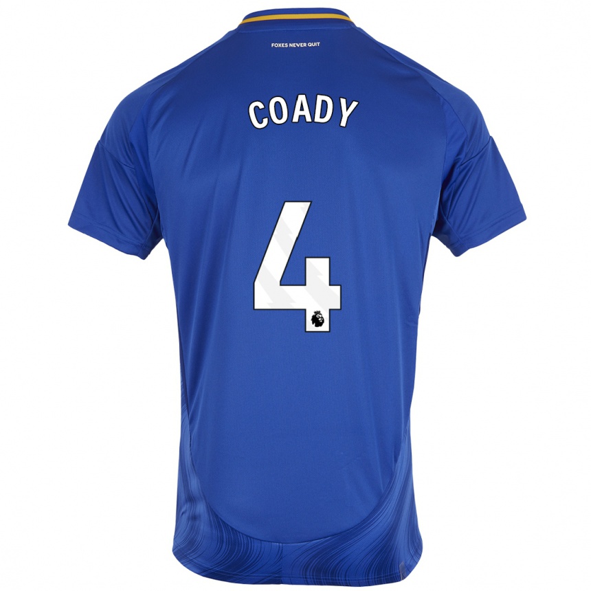 Kids Football Conor Coady #4 Blue White Home Jersey 2024/25 T-Shirt Za