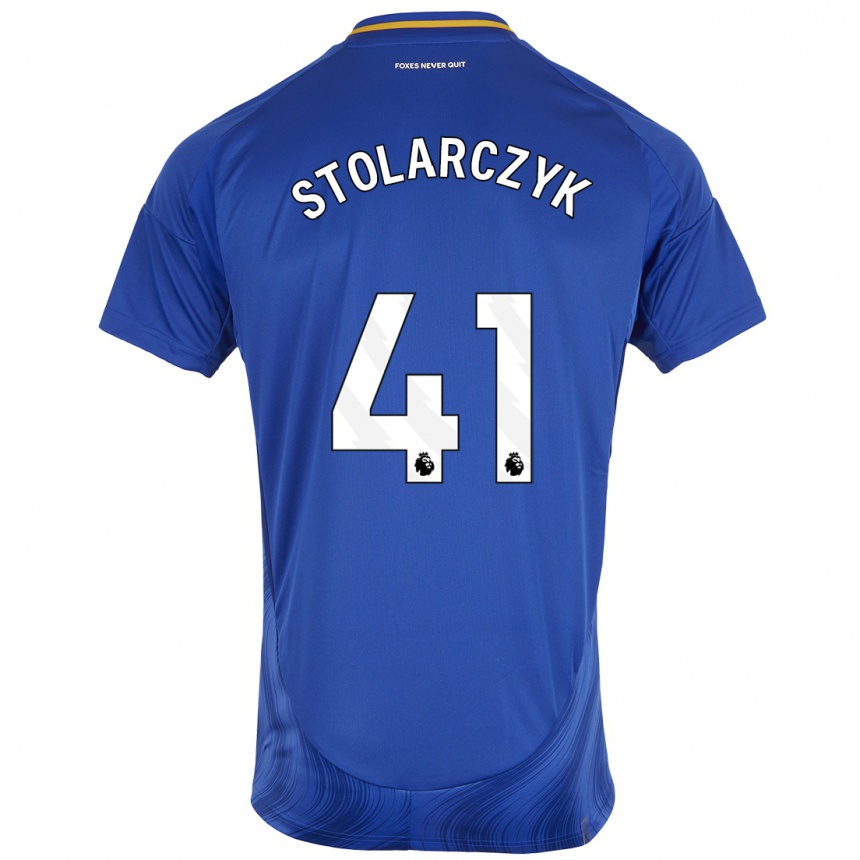 Kids Football Jakub Stolarczyk #41 Blue White Home Jersey 2024/25 T-Shirt Za