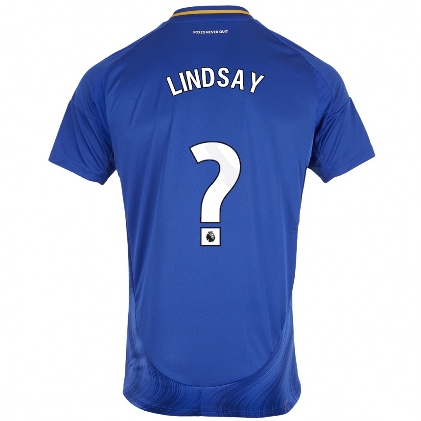 Kids Football Jahmari Lindsay #0 Blue White Home Jersey 2024/25 T-Shirt Za