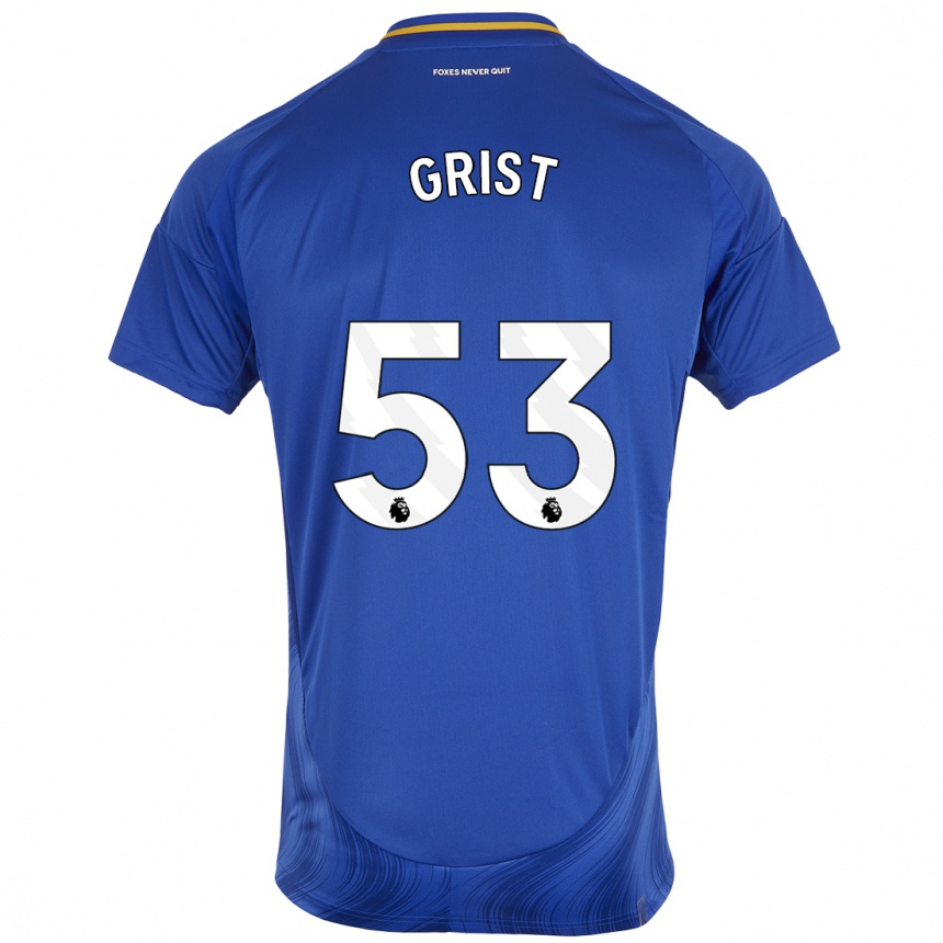 Kids Football Ben Grist #53 Blue White Home Jersey 2024/25 T-Shirt Za