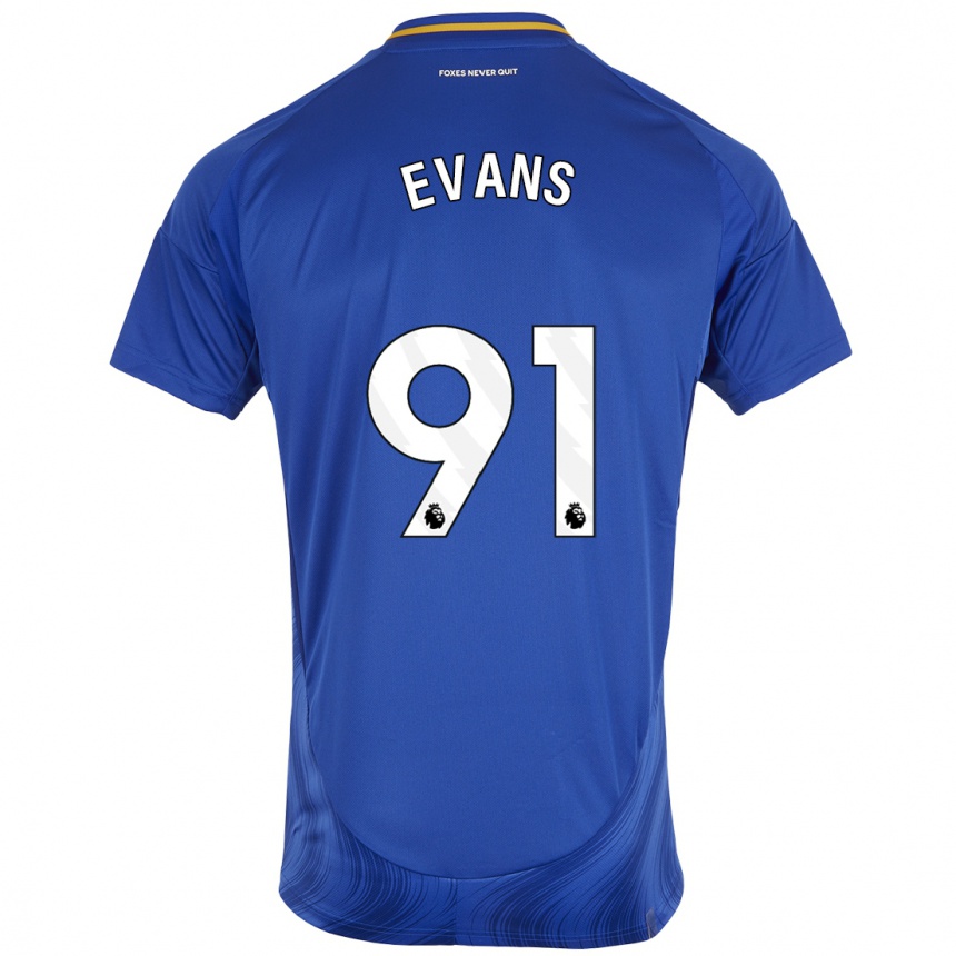 Kids Football Jake Evans #91 Blue White Home Jersey 2024/25 T-Shirt Za