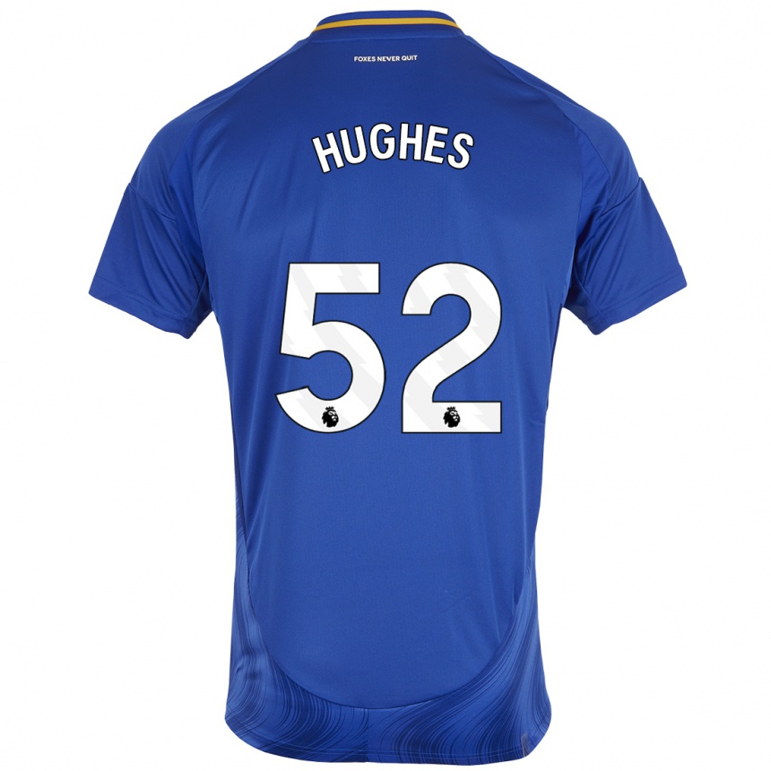 Kids Football Iestyn Hughes #52 Blue White Home Jersey 2024/25 T-Shirt Za