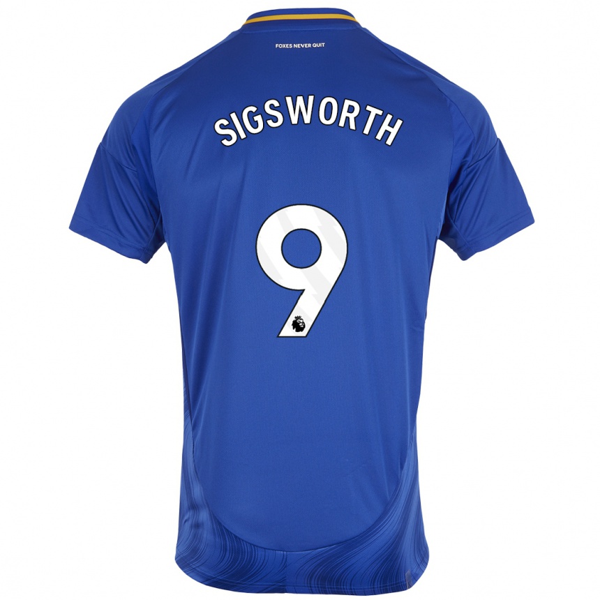 Kids Football Jessica Sigsworth #9 Blue White Home Jersey 2024/25 T-Shirt Za