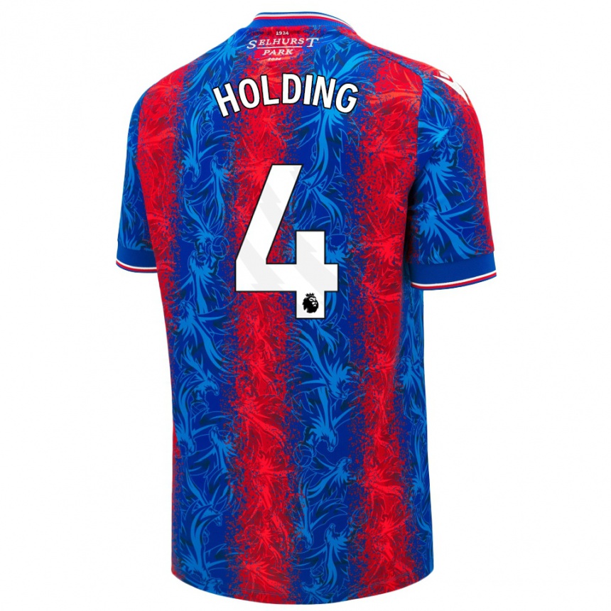 Kids Football Rob Holding #4 Red Blue Stripes Home Jersey 2024/25 T-Shirt Za