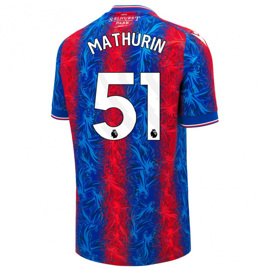 Kids Football Roshaun Mathurin #51 Red Blue Stripes Home Jersey 2024/25 T-Shirt Za