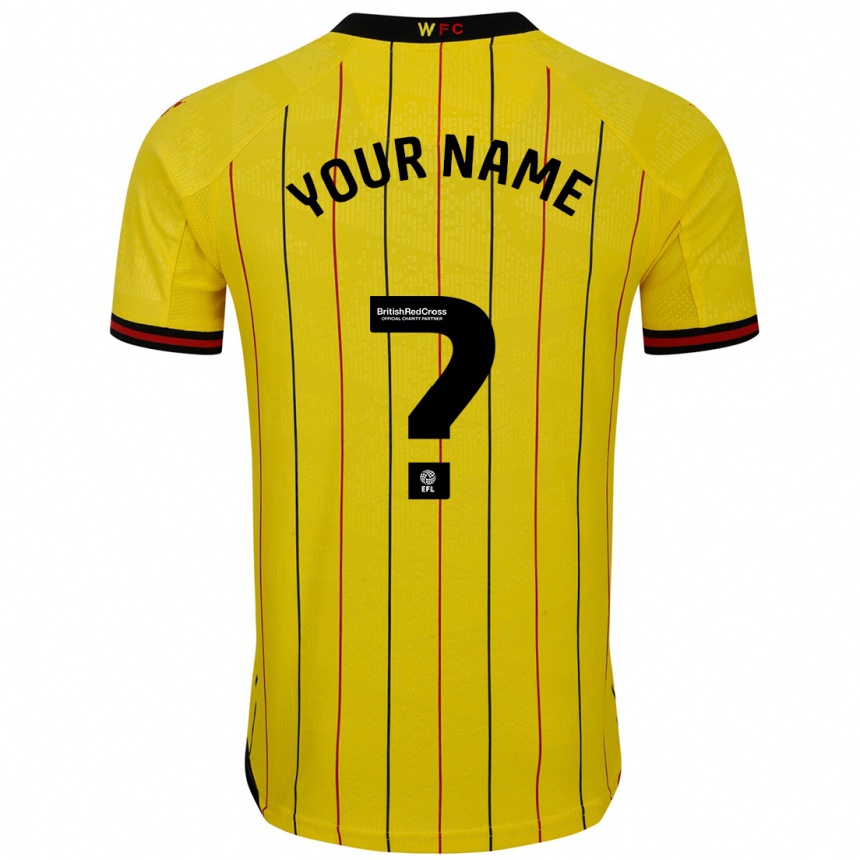 Kids Football Your Name #0 Yellow Black Home Jersey 2024/25 T-Shirt Za