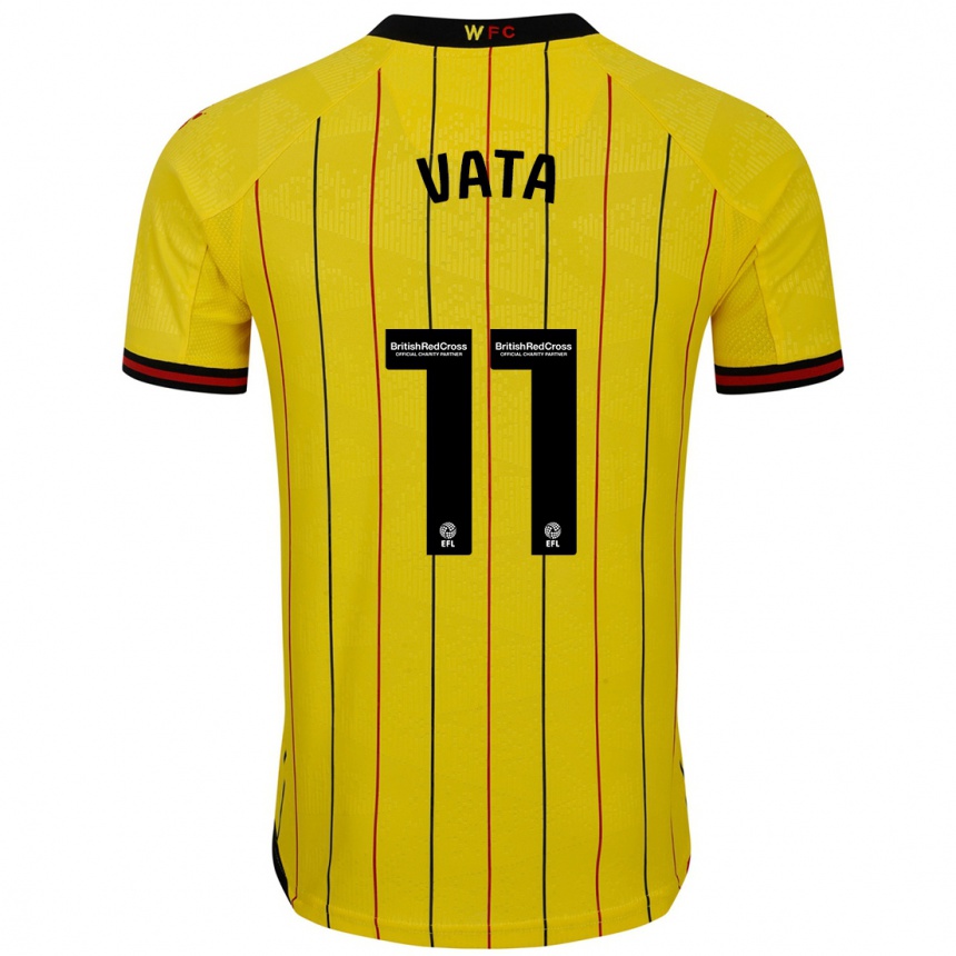 Kids Football Rocco Vata #11 Yellow Black Home Jersey 2024/25 T-Shirt Za