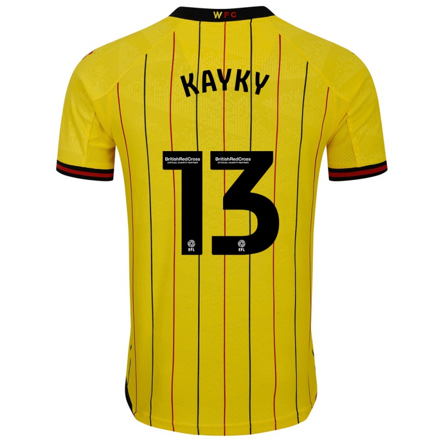 Kids Football Kayky Almeida #13 Yellow Black Home Jersey 2024/25 T-Shirt Za