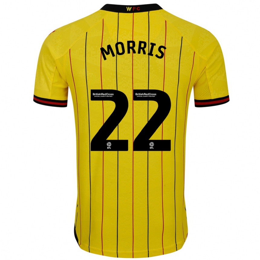 Kids Football James Morris #22 Yellow Black Home Jersey 2024/25 T-Shirt Za