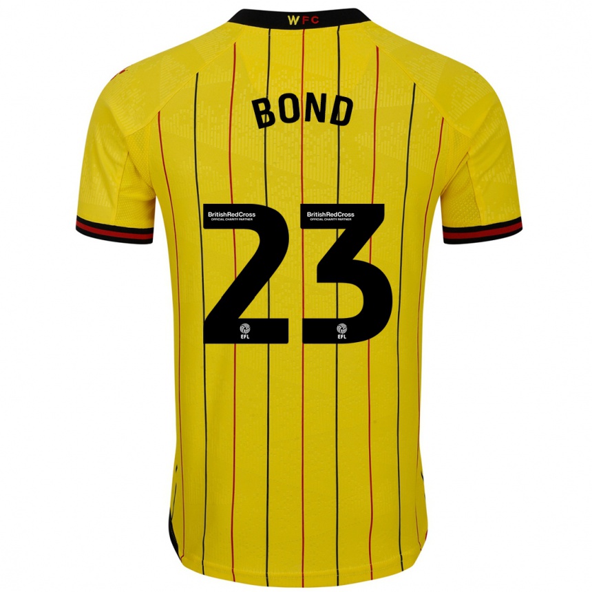 Kids Football Jonathan Bond #23 Yellow Black Home Jersey 2024/25 T-Shirt Za