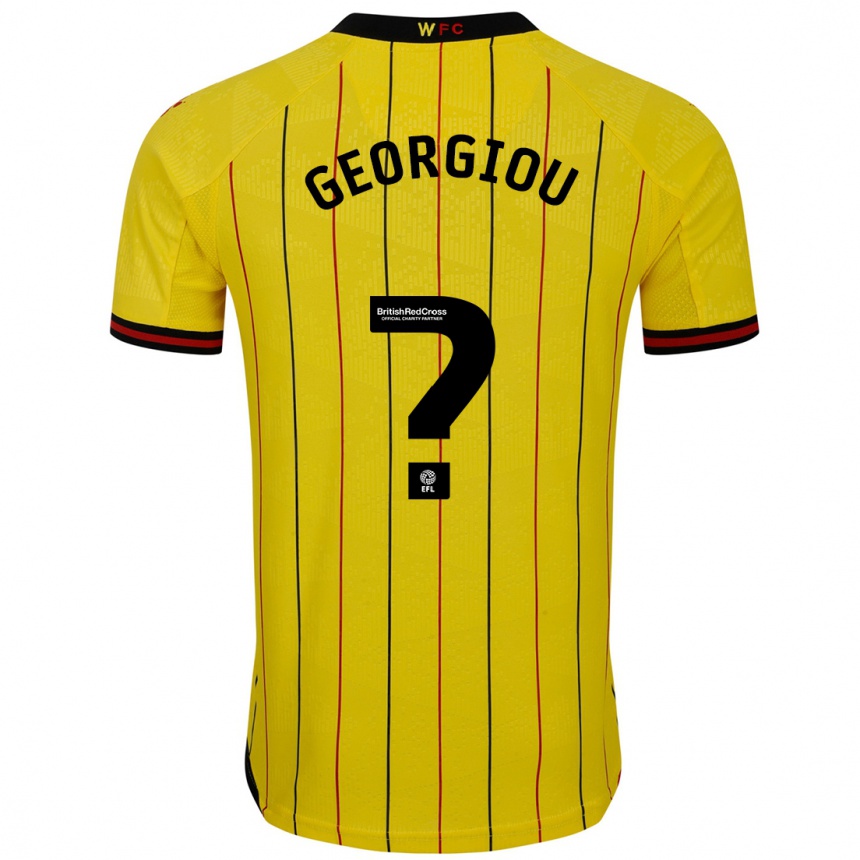 Kids Football Thomas Georgiou #0 Yellow Black Home Jersey 2024/25 T-Shirt Za