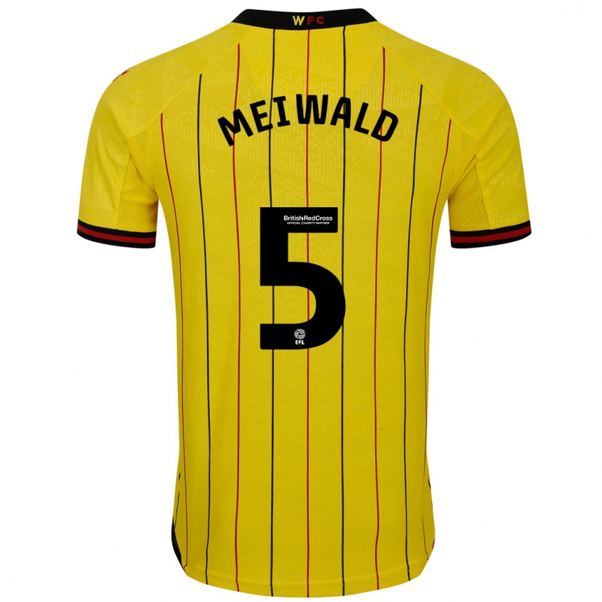 Kids Football Anne Meiwald #5 Yellow Black Home Jersey 2024/25 T-Shirt Za