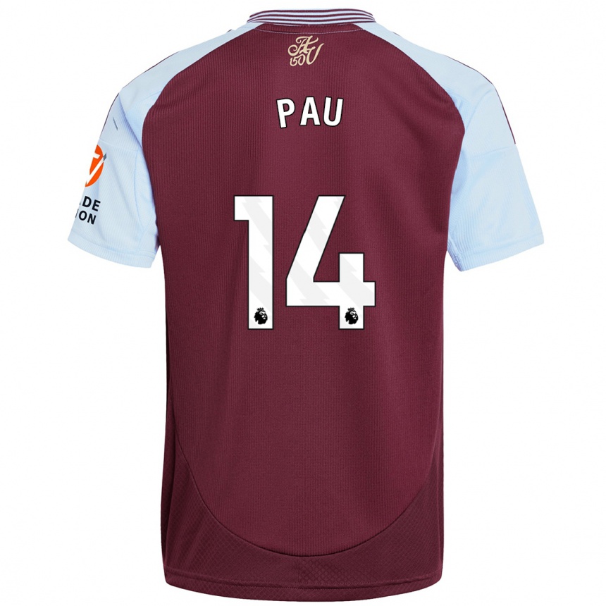 Kids Football Pau Torres #14 Burgundy Sky Blue Home Jersey 2024/25 T-Shirt Za