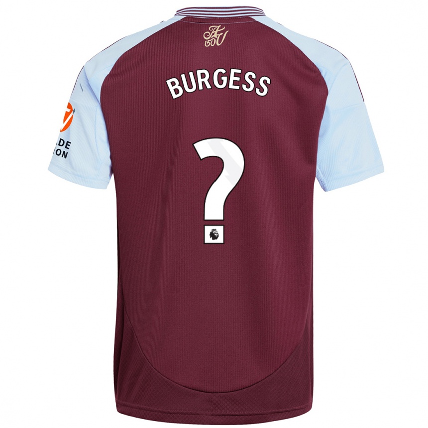 Kids Football Woody Burgess #0 Burgundy Sky Blue Home Jersey 2024/25 T-Shirt Za