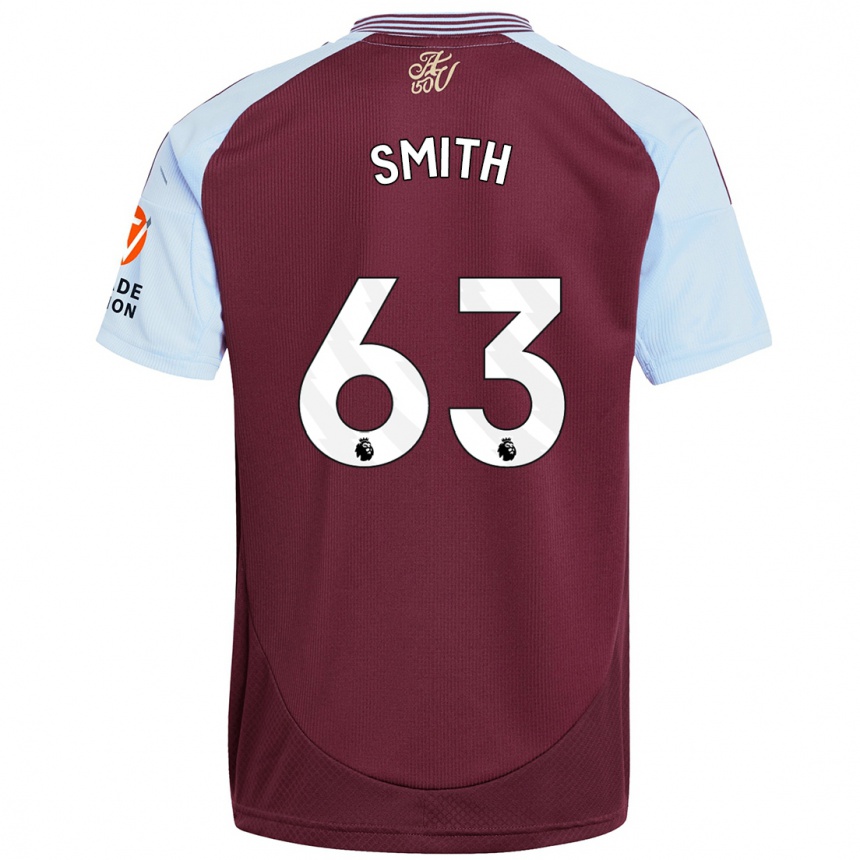 Kids Football Kerr Smith #63 Burgundy Sky Blue Home Jersey 2024/25 T-Shirt Za