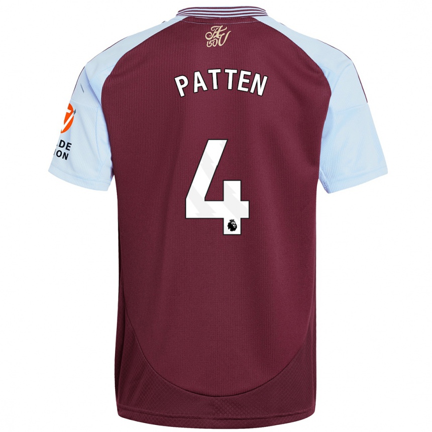 Kids Football Anna Patten #4 Burgundy Sky Blue Home Jersey 2024/25 T-Shirt Za