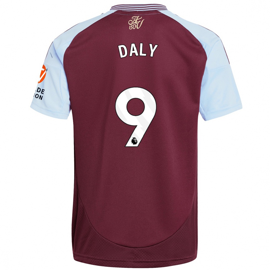 Kids Football Rachel Daly #9 Burgundy Sky Blue Home Jersey 2024/25 T-Shirt Za