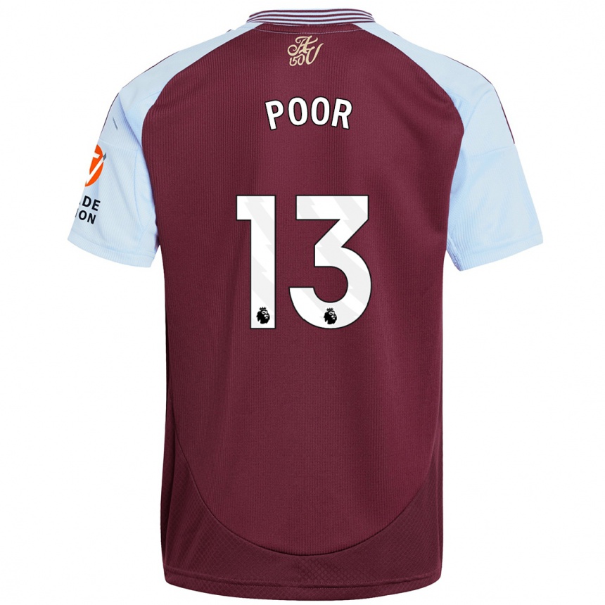 Kids Football Sophia Poor #13 Burgundy Sky Blue Home Jersey 2024/25 T-Shirt Za