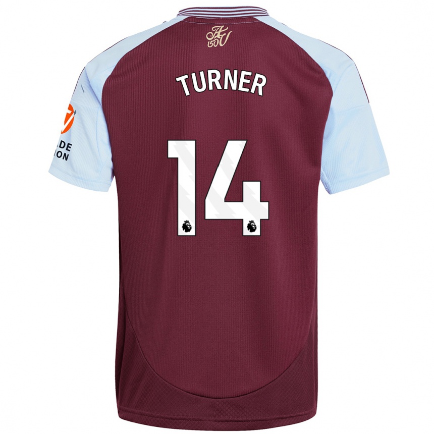 Kids Football Danielle Turner #14 Burgundy Sky Blue Home Jersey 2024/25 T-Shirt Za