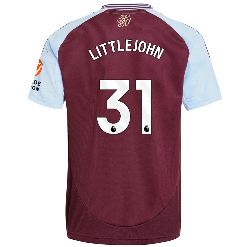 Kids Football Ruesha Littlejohn #31 Burgundy Sky Blue Home Jersey 2024/25 T-Shirt Za