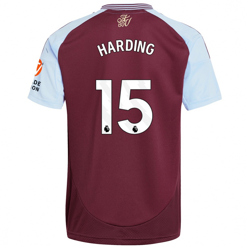 Kids Football Natasha Harding #15 Burgundy Sky Blue Home Jersey 2024/25 T-Shirt Za