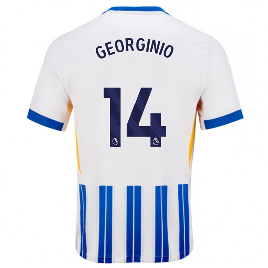 Kids Football Georginio Rutter #14 White Blue Pinstripes Home Jersey 2024/25 T-Shirt Za