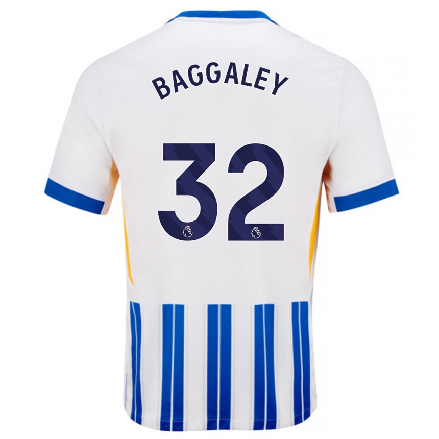 Kids Football Sophie Baggaley #32 White Blue Pinstripes Home Jersey 2024/25 T-Shirt Za