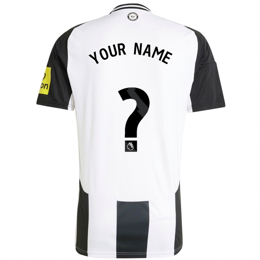 Kids Football Your Name #0 White Black Home Jersey 2024/25 T-Shirt Za