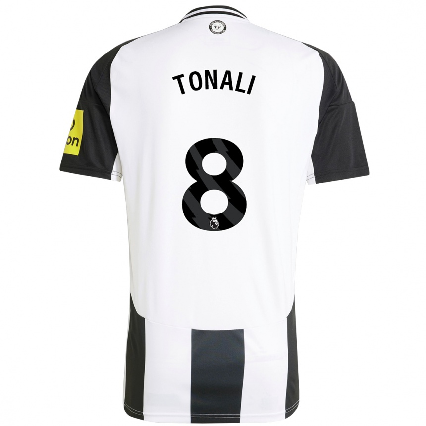 Kids Football Sandro Tonali #8 White Black Home Jersey 2024/25 T-Shirt Za