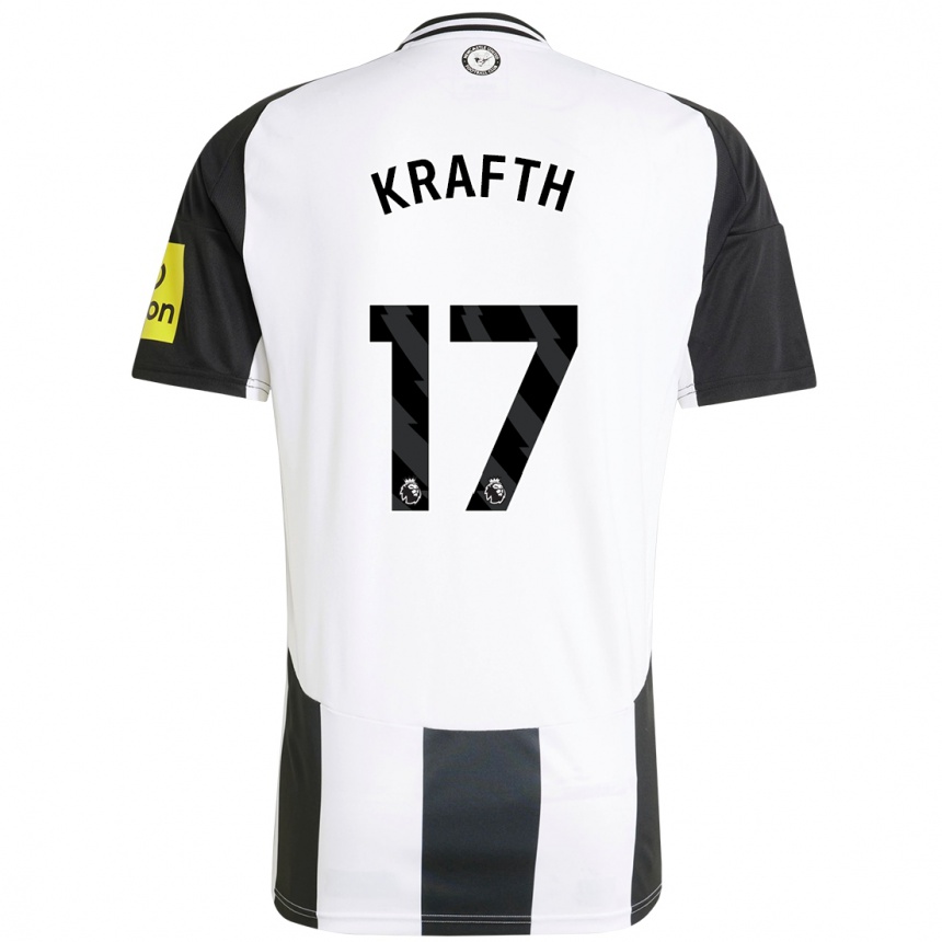 Kids Football Emil Krafth #17 White Black Home Jersey 2024/25 T-Shirt Za