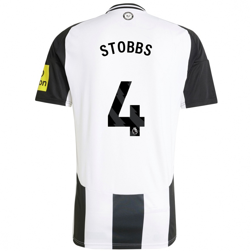 Kids Football Amber-Keegan Stobbs #4 White Black Home Jersey 2024/25 T-Shirt Za