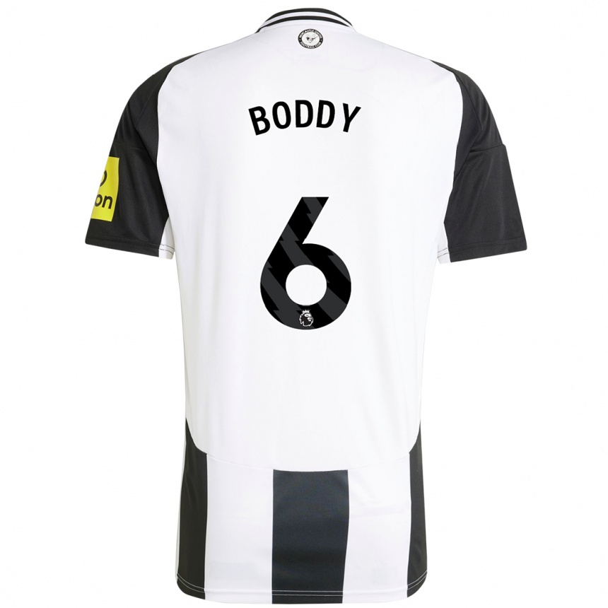 Kids Football Elysia Boddy #6 White Black Home Jersey 2024/25 T-Shirt Za