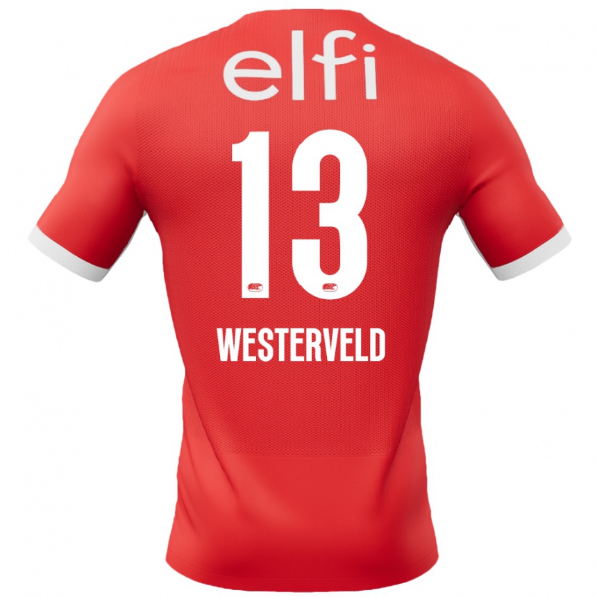 Kids Football Sem Westerveld #13 Red White Home Jersey 2024/25 T-Shirt Za