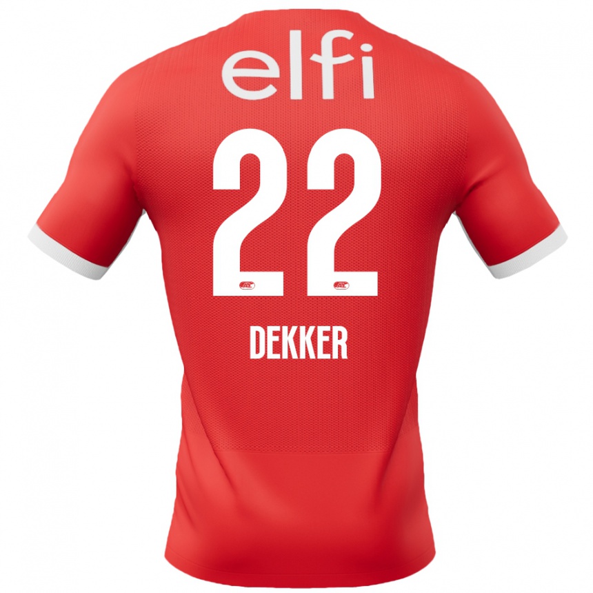 Kids Football Maxim Dekker #22 Red White Home Jersey 2024/25 T-Shirt Za