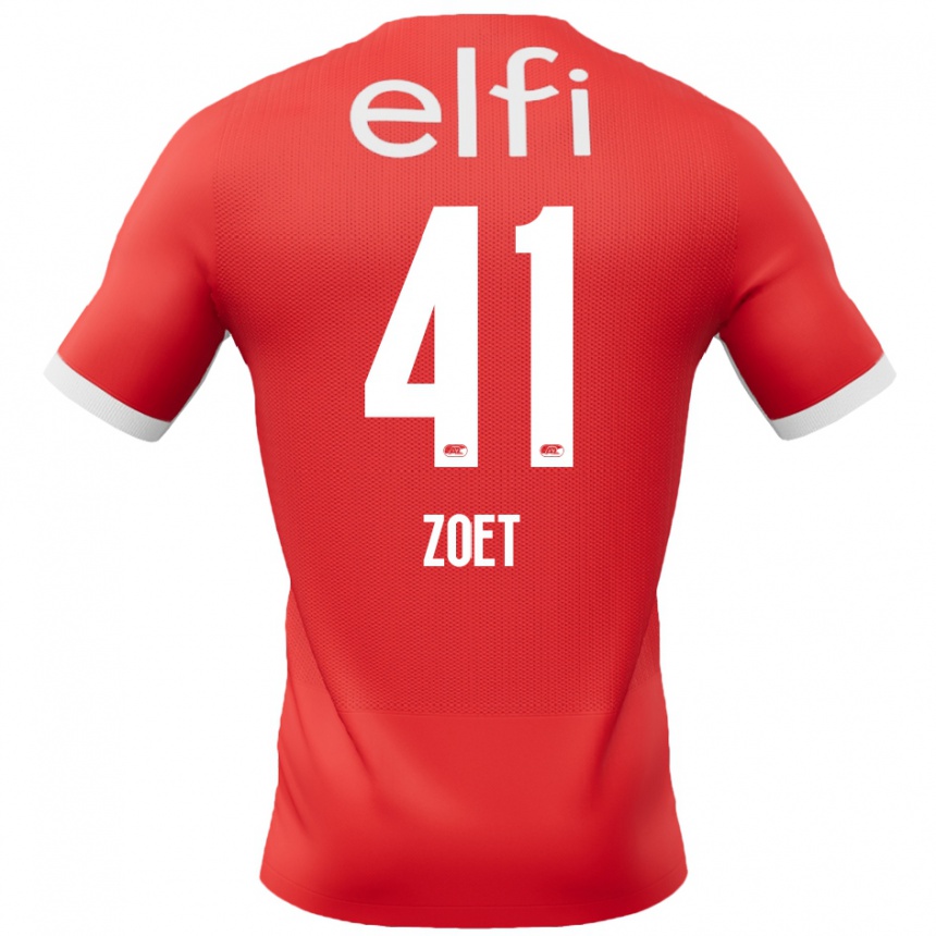 Kids Football Jeroen Zoet #41 Red White Home Jersey 2024/25 T-Shirt Za