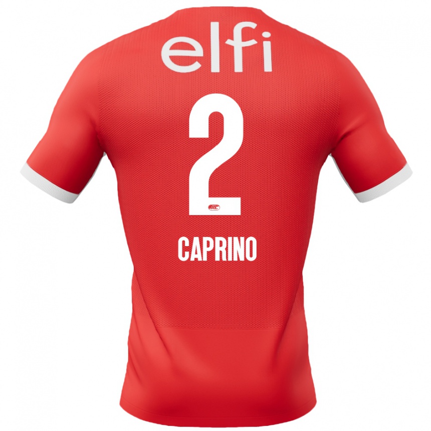 Kids Football Ginia Caprino #2 Red White Home Jersey 2024/25 T-Shirt Za