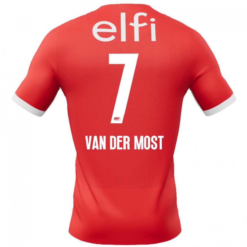 Kids Football Veerle Van Der Most #7 Red White Home Jersey 2024/25 T-Shirt Za