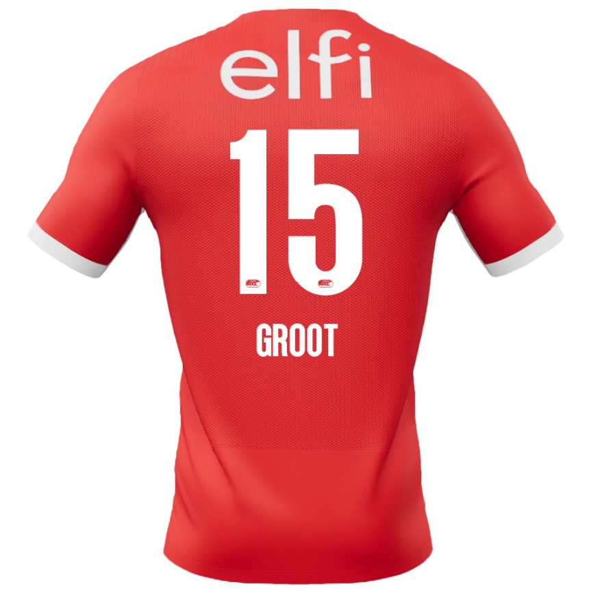 Kids Football Pleun Groot #15 Red White Home Jersey 2024/25 T-Shirt Za