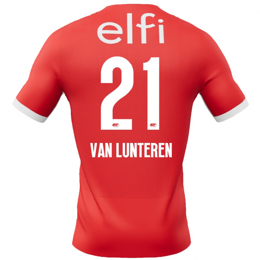 Kids Football Desiree Van Lunteren #21 Red White Home Jersey 2024/25 T-Shirt Za