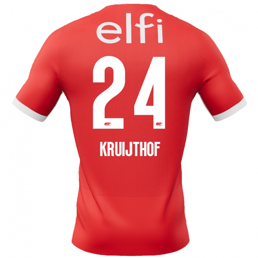 Kids Football Annemiek Kruijthof #24 Red White Home Jersey 2024/25 T-Shirt Za