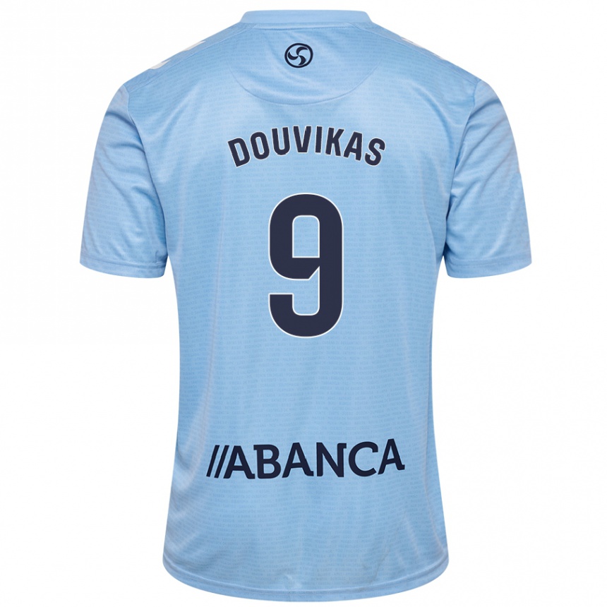 Kids Football Anastasios Douvikas #9 Sky Blue Home Jersey 2024/25 T-Shirt Za